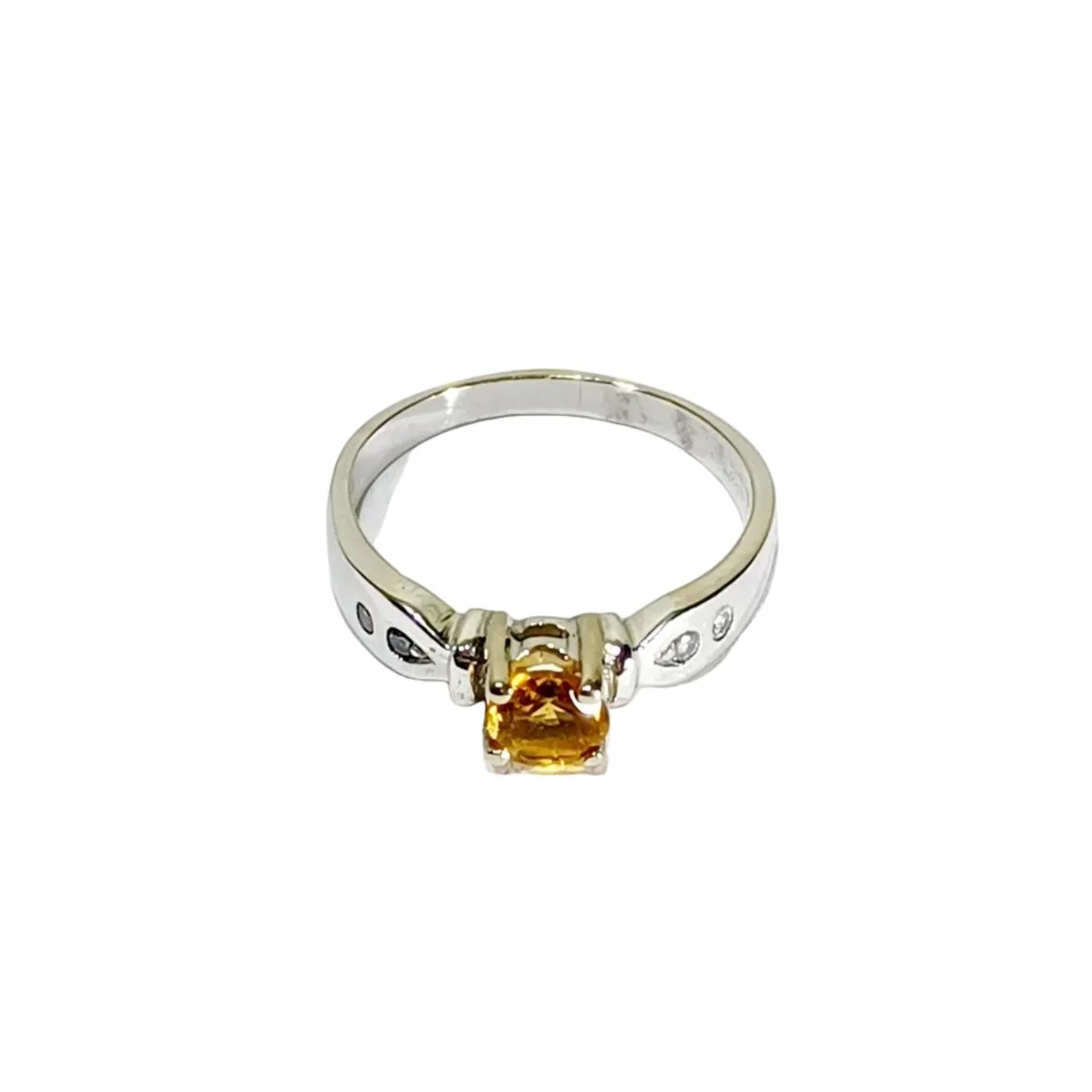 Bague en or blanc, citrine, et diamants - Image 10