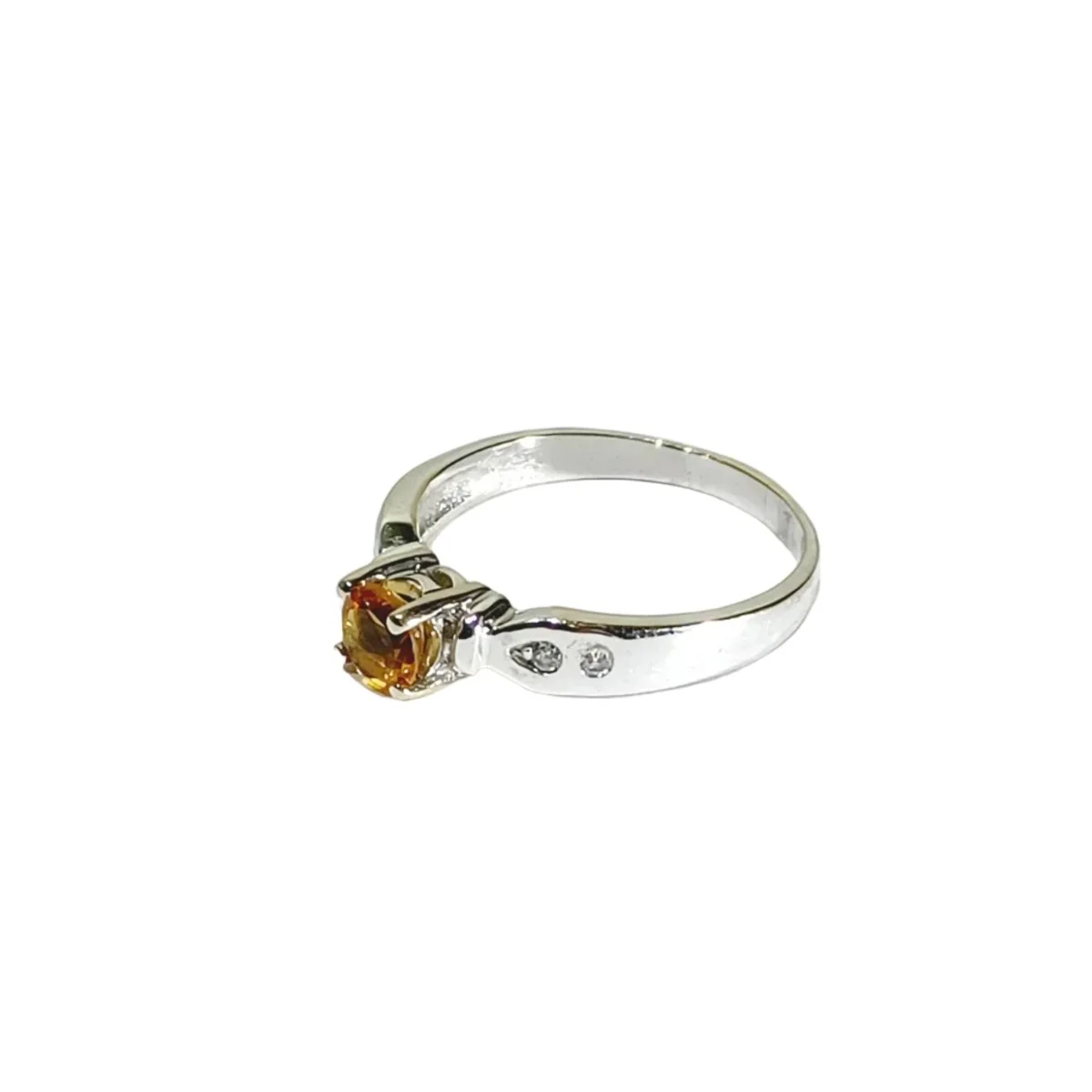Bague en or blanc, citrine, et diamants - Image 5