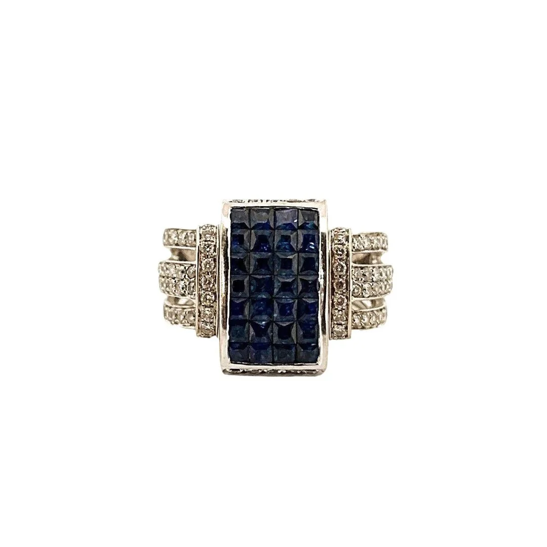 Bague J by A&D en or blanc, saphirs et diamants - Image 3