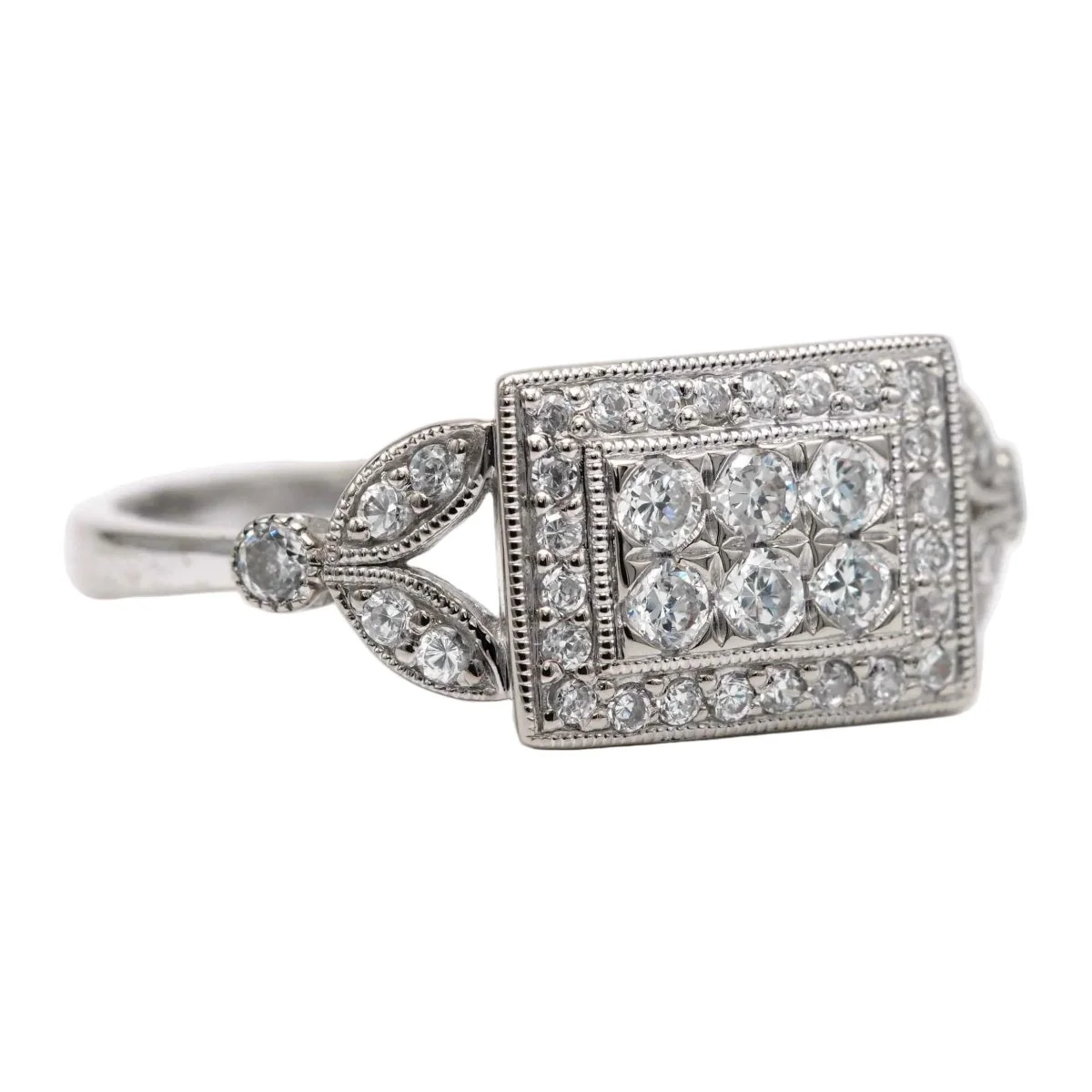 Bague Pavée en or blanc et zirconiums - Image 6