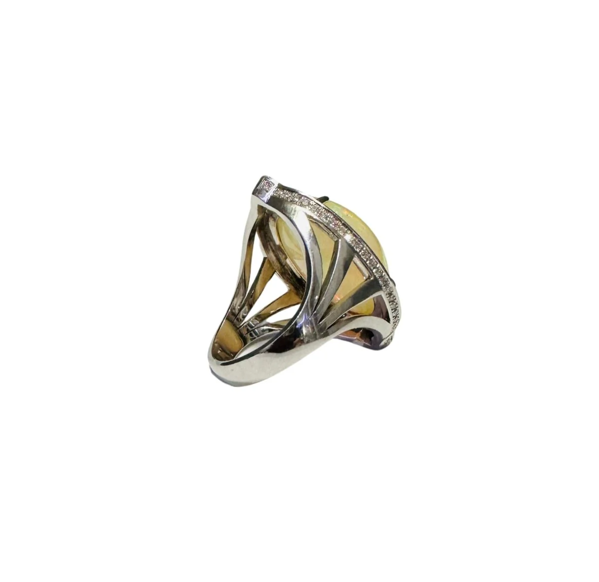 Bague Cocktail en or blanc, opale et diamants - Image 4