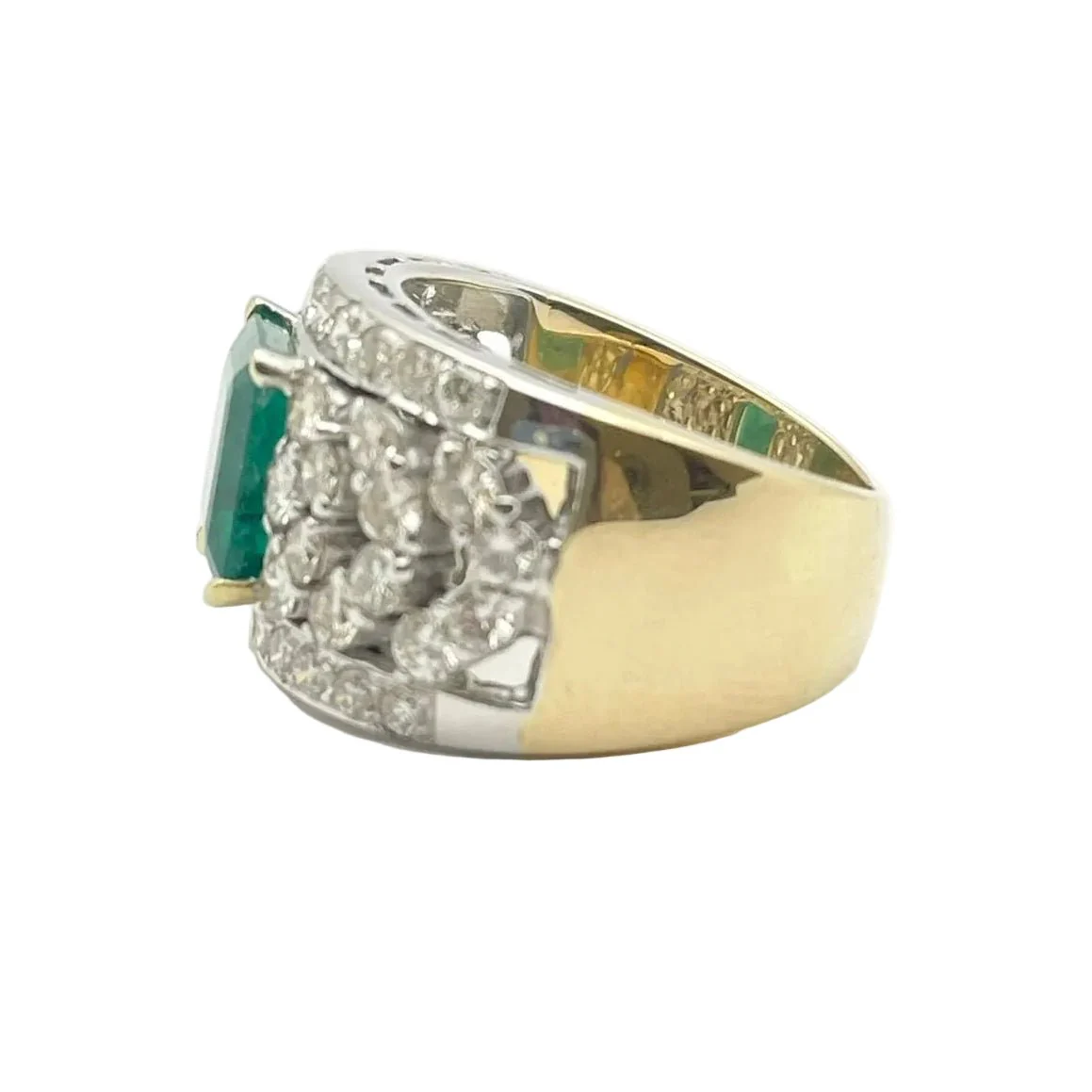 Bague en or blanc, or jaune, émeraude et diamants - Image 3