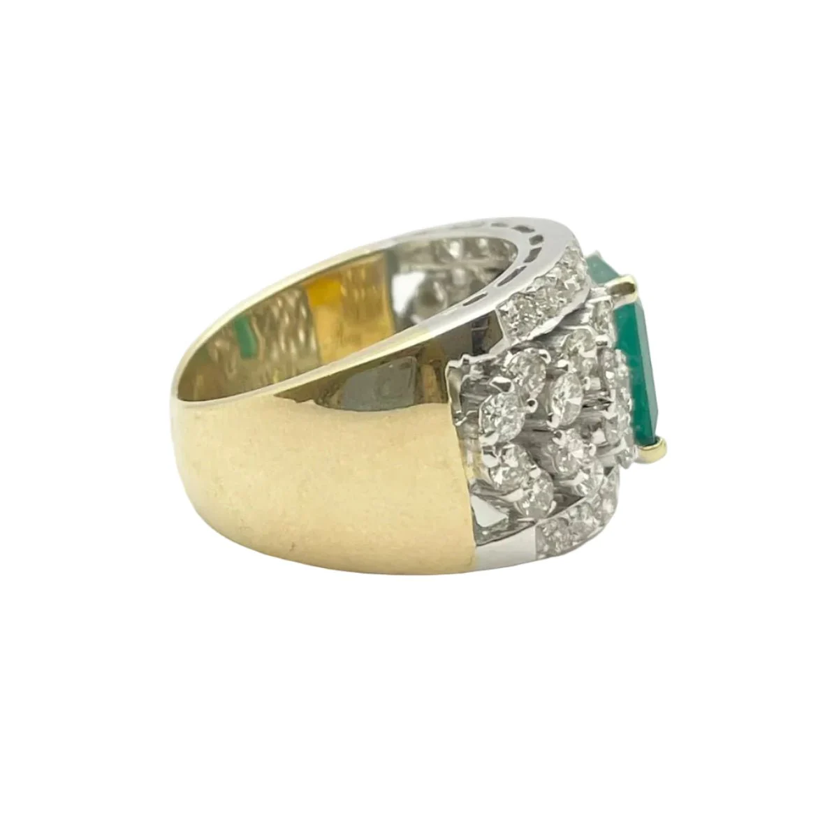 Bague en or blanc, or jaune, émeraude et diamants - Image 5