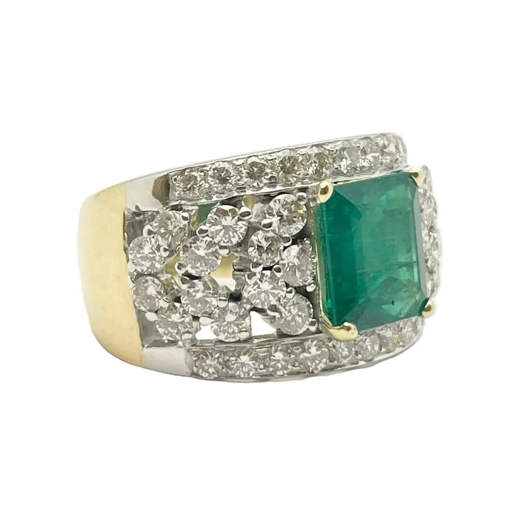 Bague en or blanc, or jaune, émeraude et diamants - Image 6
