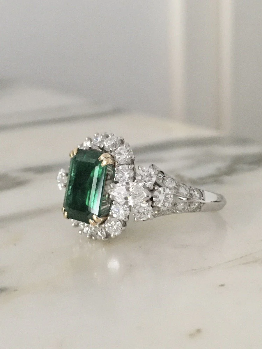 Bague en or blanc, or jaune, émeraude et diamants - Image 10