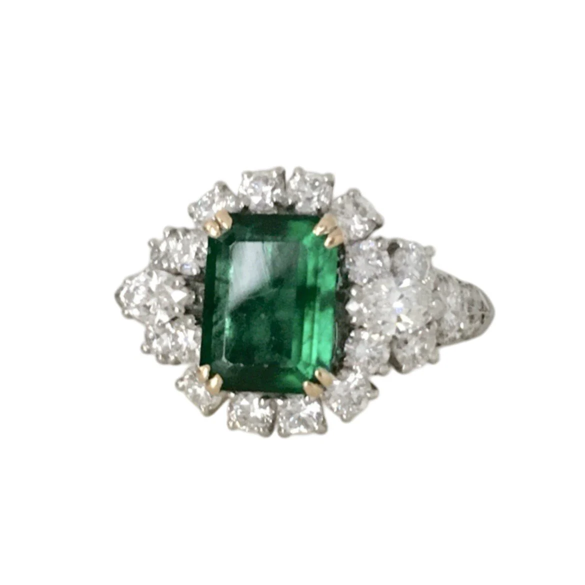 Bague en or blanc, or jaune, émeraude et diamants - Image 2