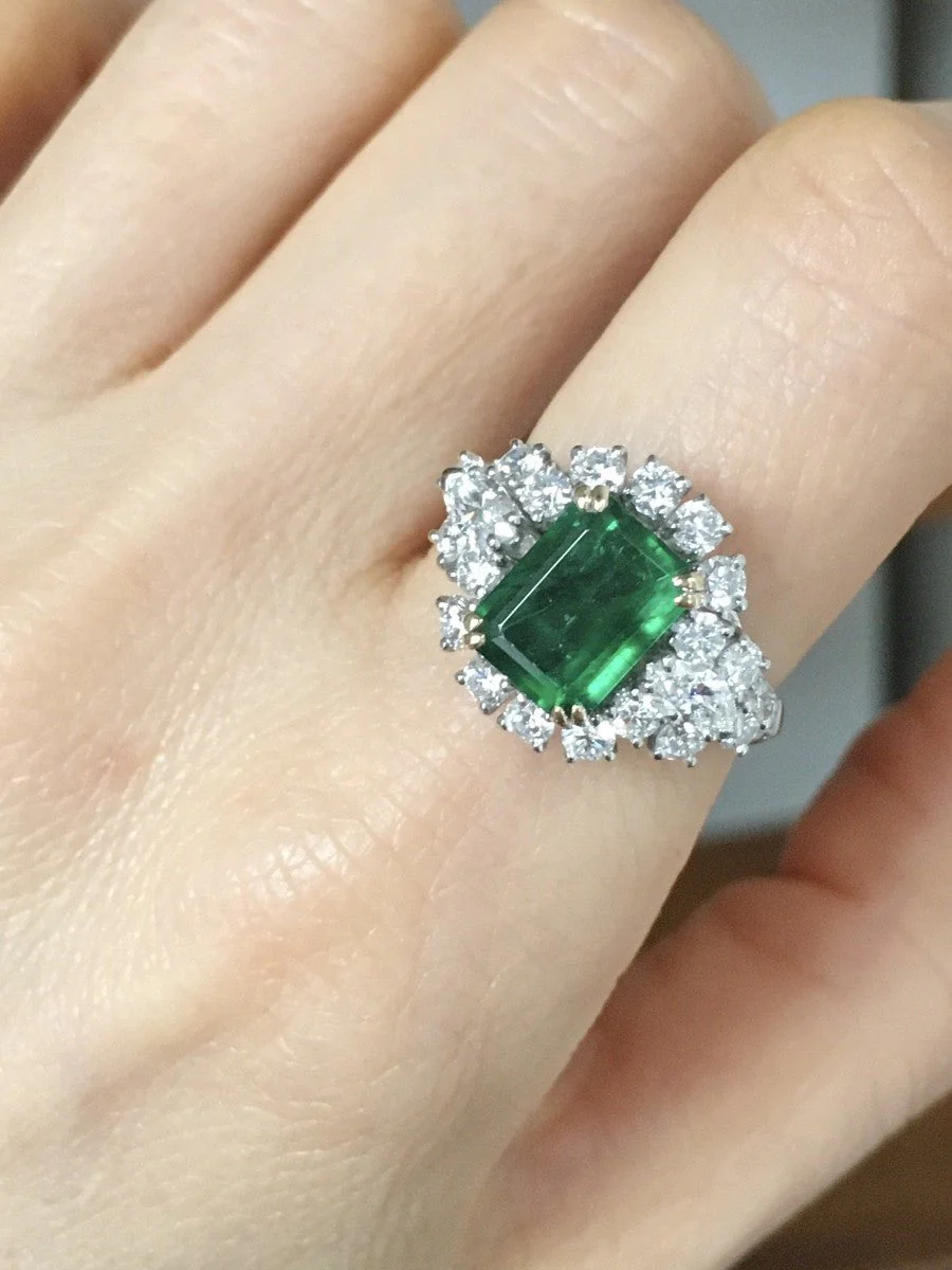 Bague en or blanc, or jaune, émeraude et diamants - Image 9