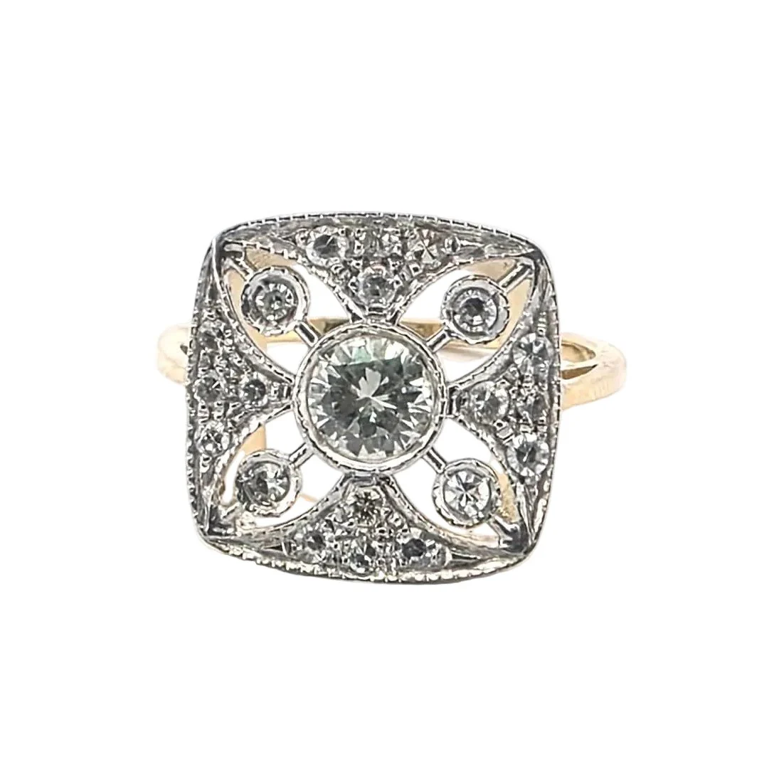 Bague en or blanc, or jaune et diamants
