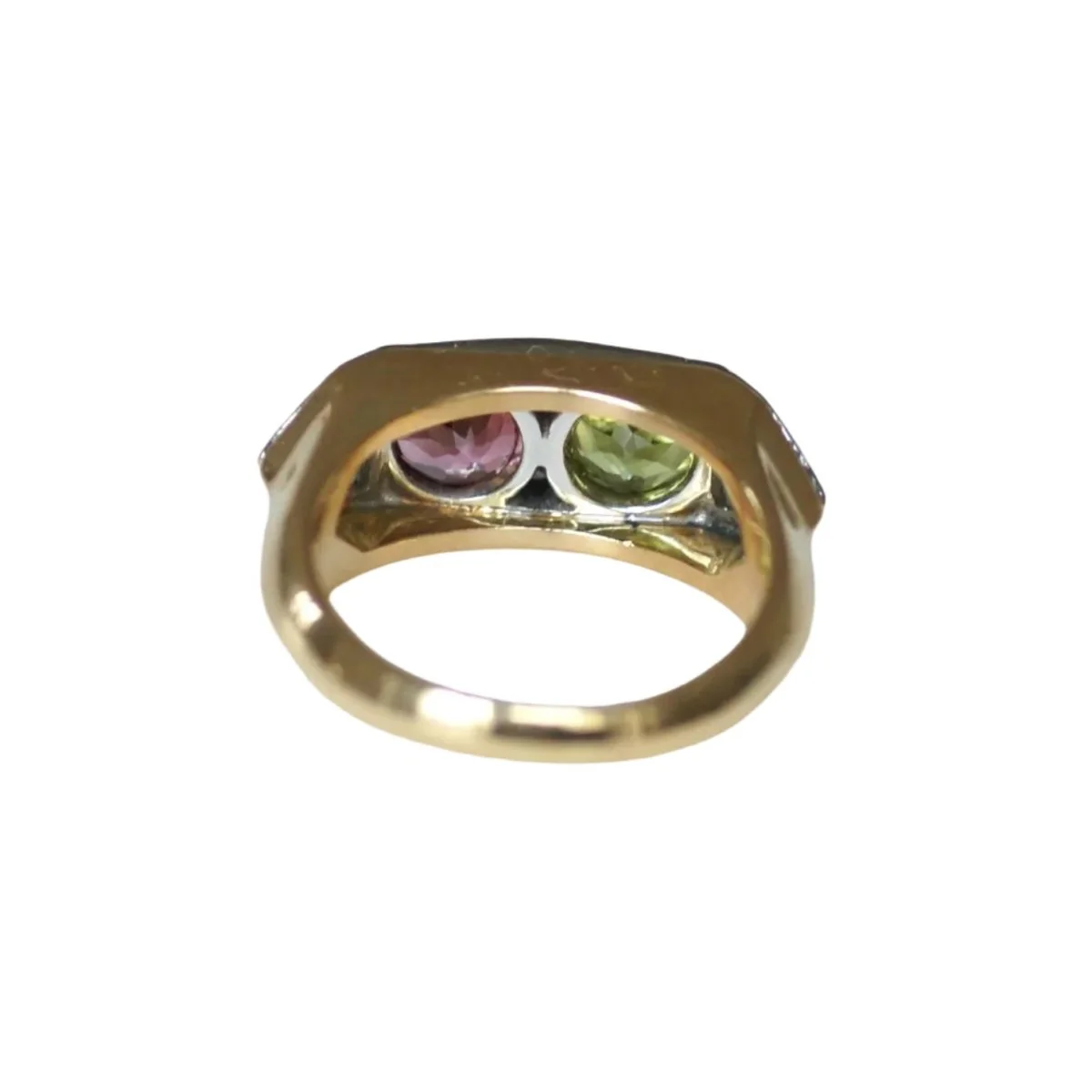 Bague en or blanc, or jaune, péridot, tourmaline et diamants - Image 4