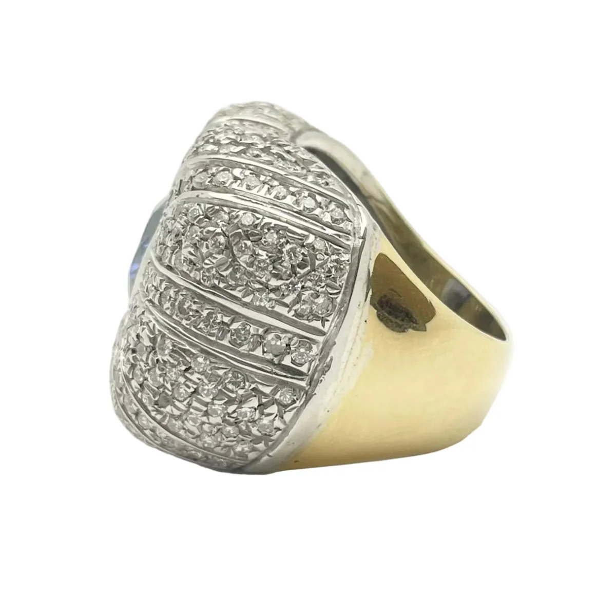 Bague en or blanc, or jaune, saphir et diamants - Image 3