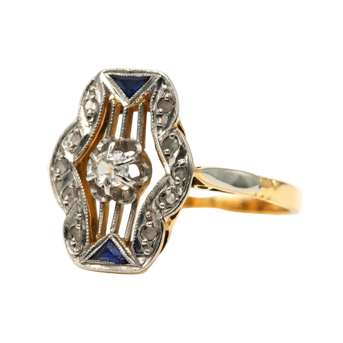 Bague en or blanc, or jaune, saphirs et diamants - Image 2