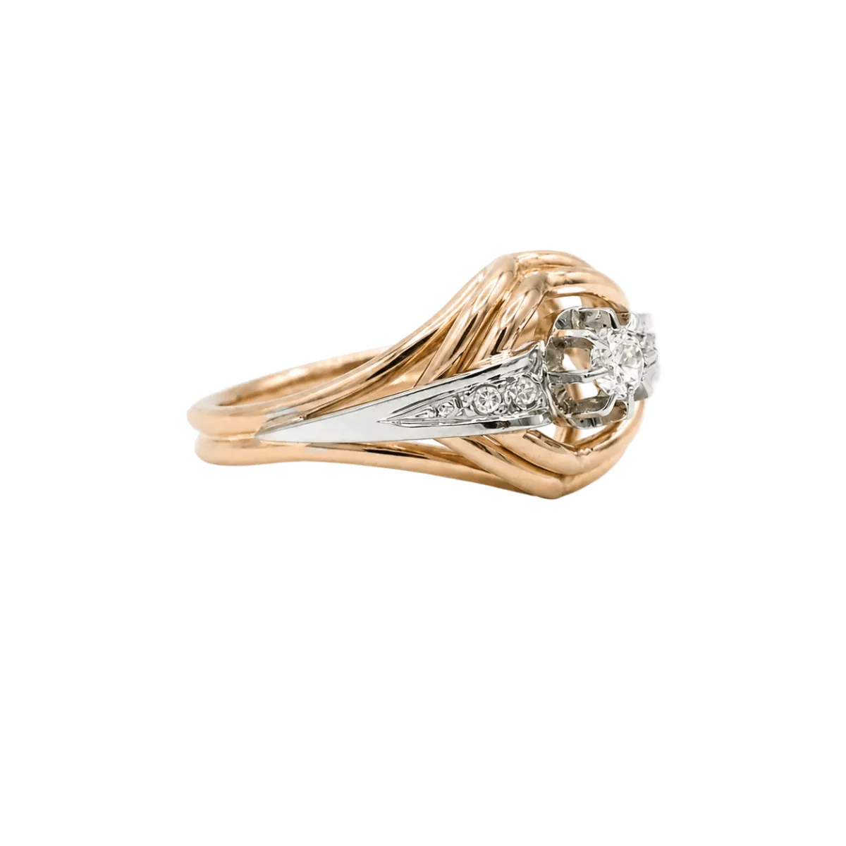 Bague en or blanc, or rose et diamants - Image 5