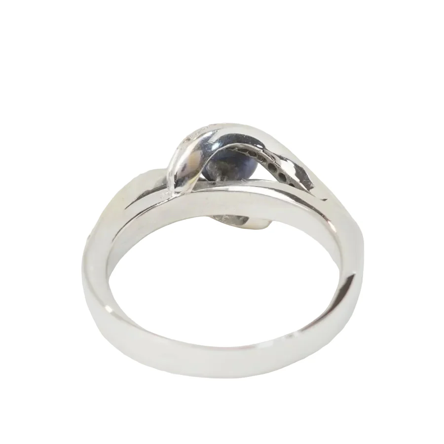 Bague Toi & Moi en or blanc, perle et diamants - Image 4