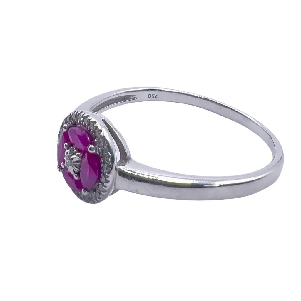 Bague en or blanc, rubis et diamants - Image 3