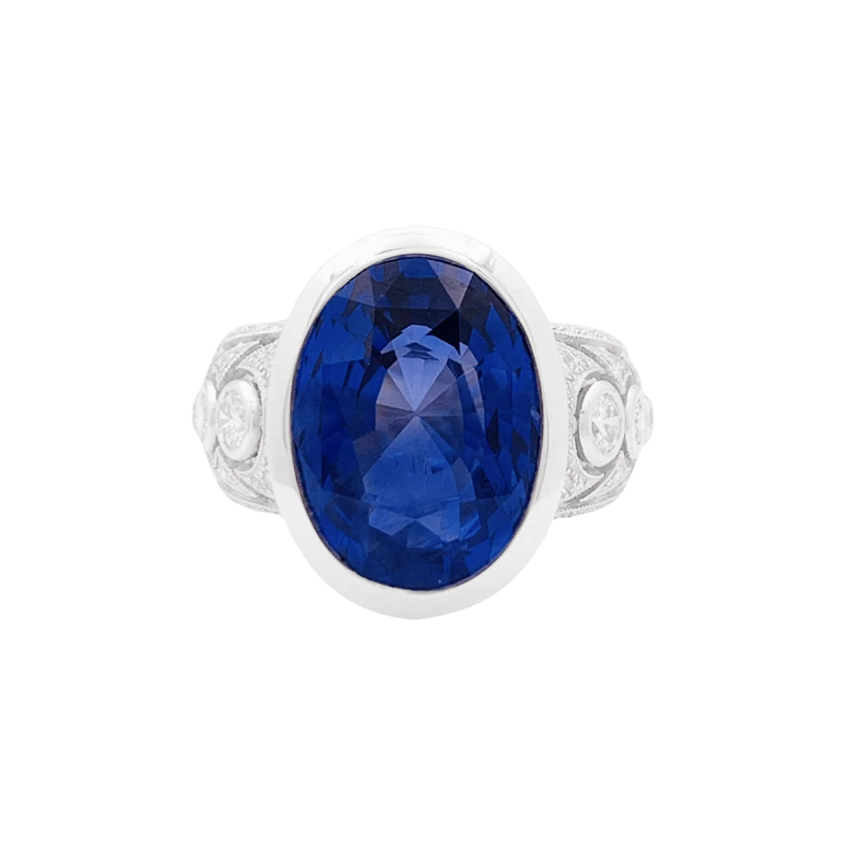 Bague en or blanc, saphir et diamants