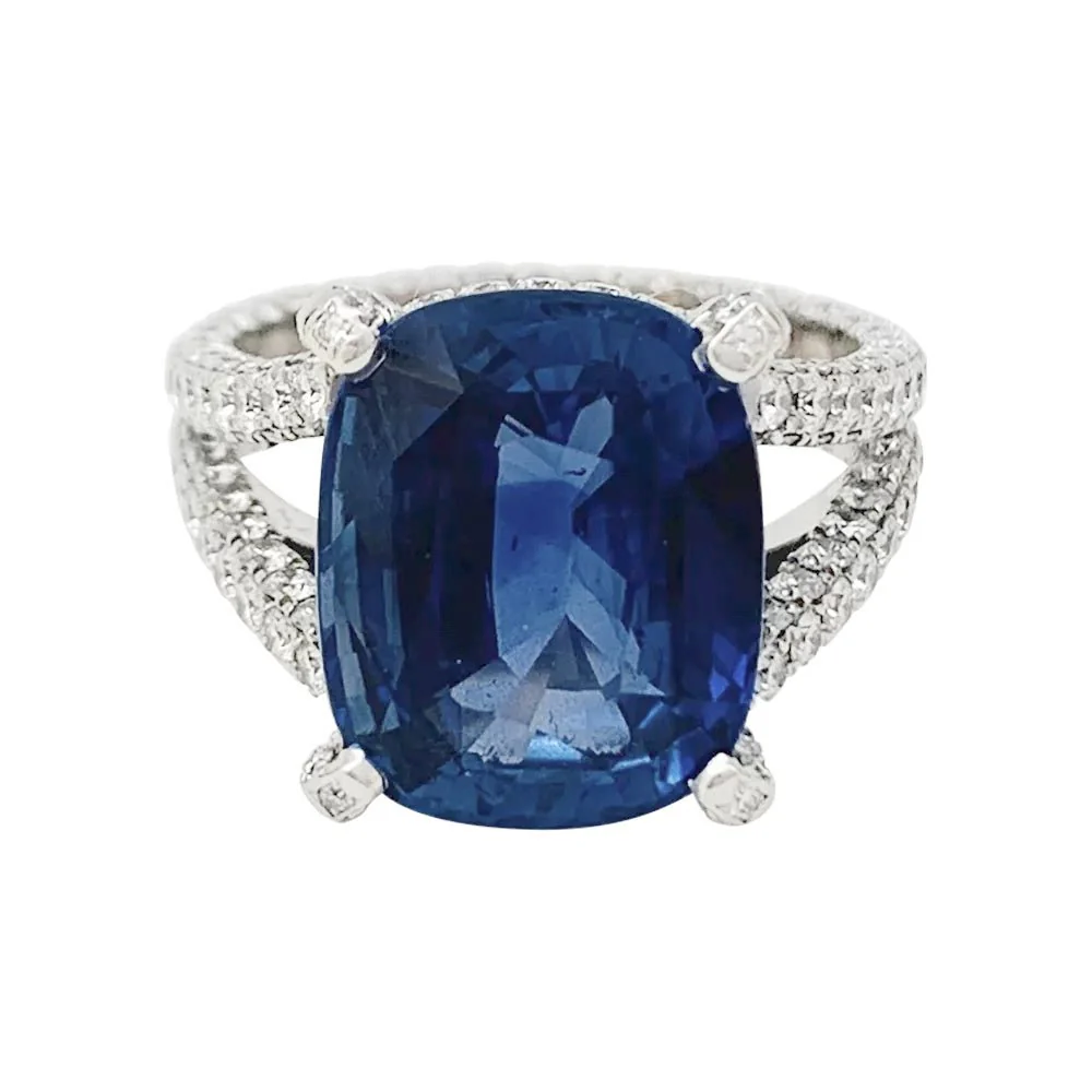 Bague en or blanc, saphir et diamants - Image 6