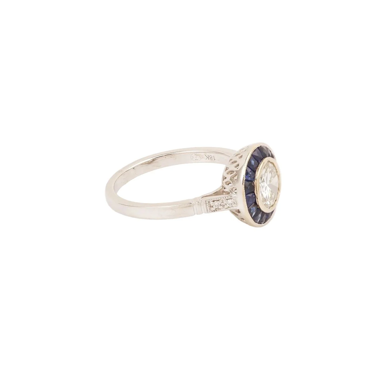 Bague Entourage en or blanc, saphirs et diamants - Image 3