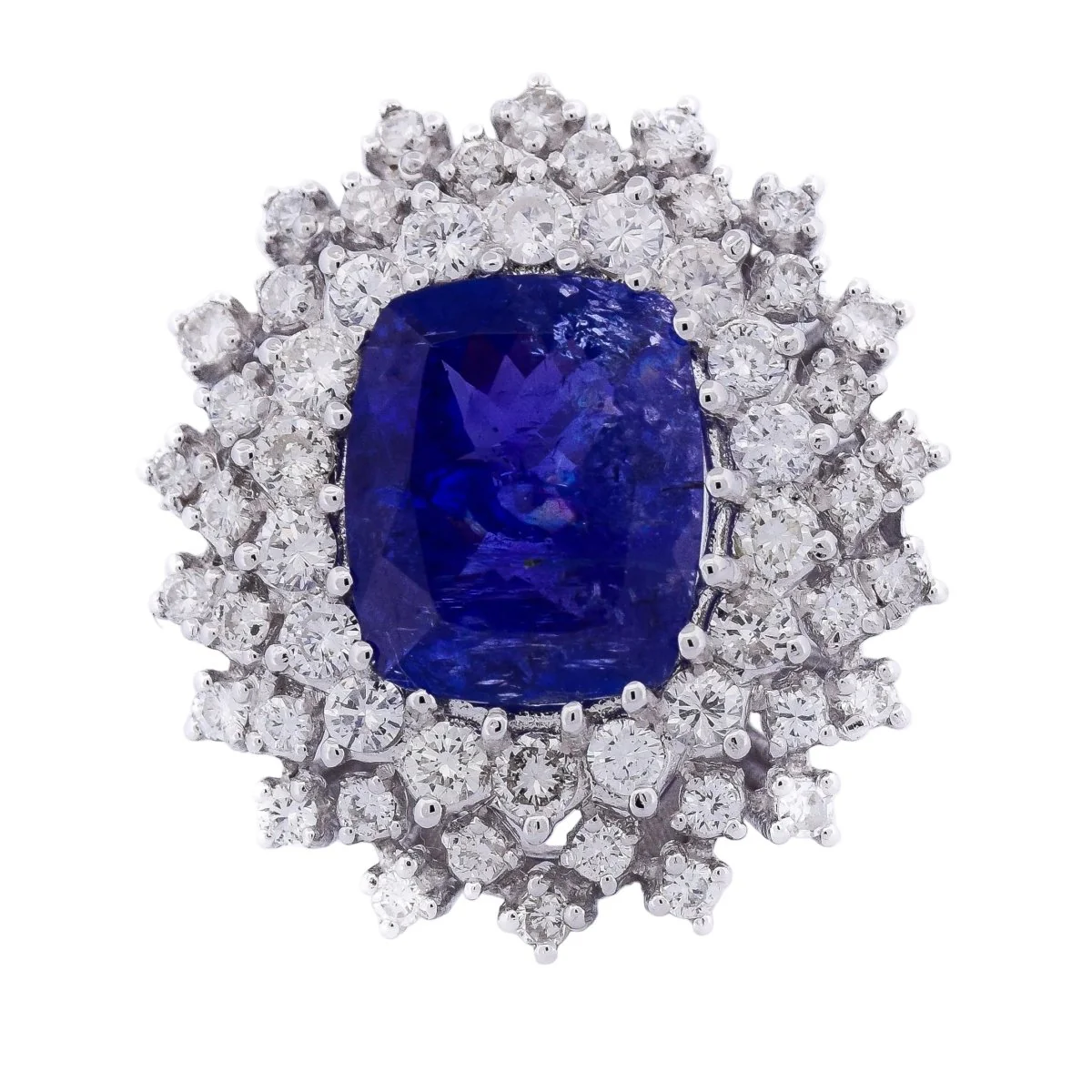 Bague Cocktail en or blanc, tanzanite et diamants