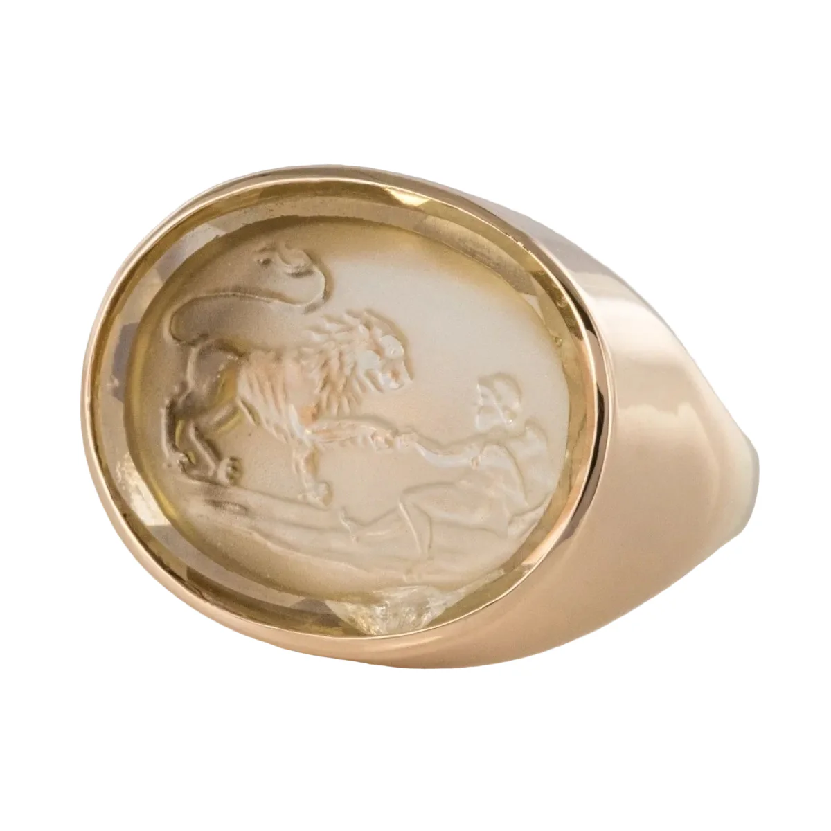 Bague Chevalière en or rose et quartz - Image 3