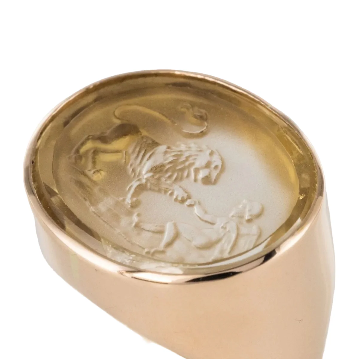 Bague Chevalière en or rose et quartz - Image 6