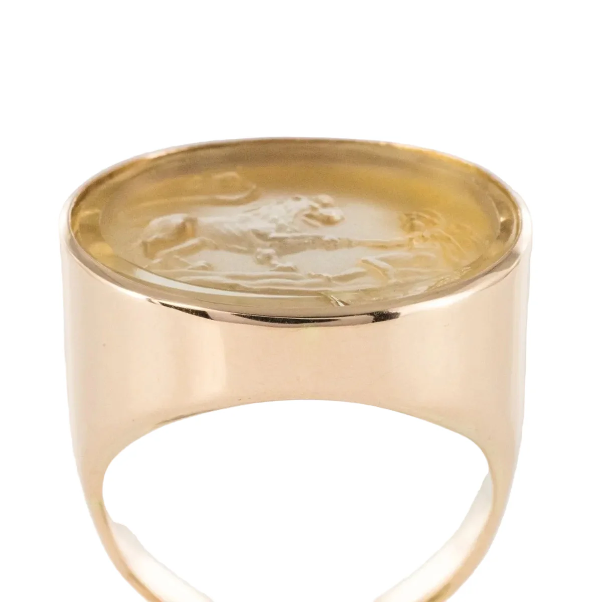 Bague Chevalière en or rose et quartz - Image 7