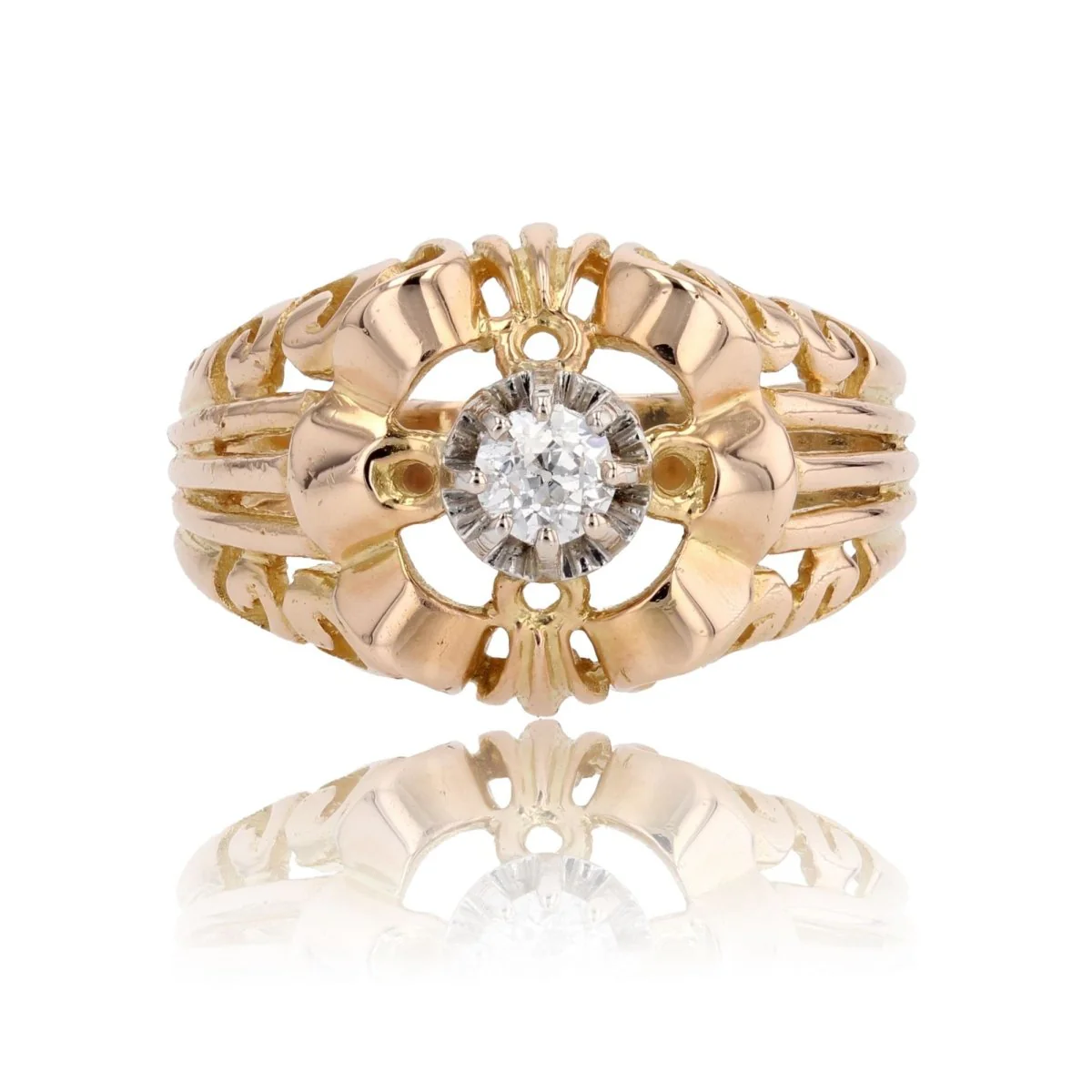 Bague Dôme en or jaune et diamant