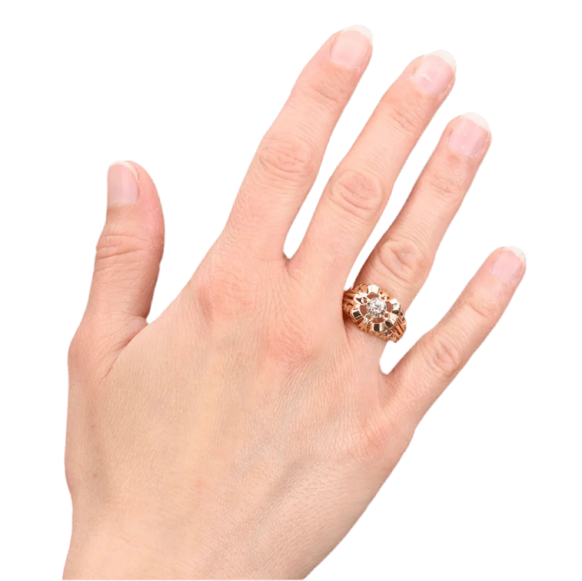 Bague Dôme en or jaune et diamant - Image 2