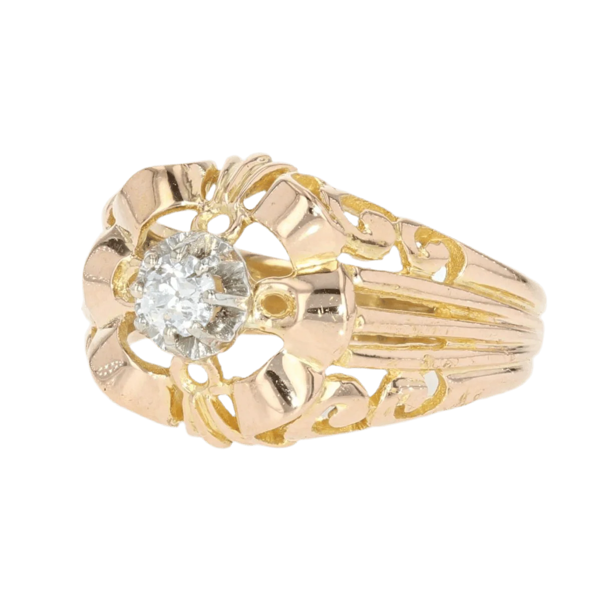 Bague Dôme en or jaune et diamant - Image 3