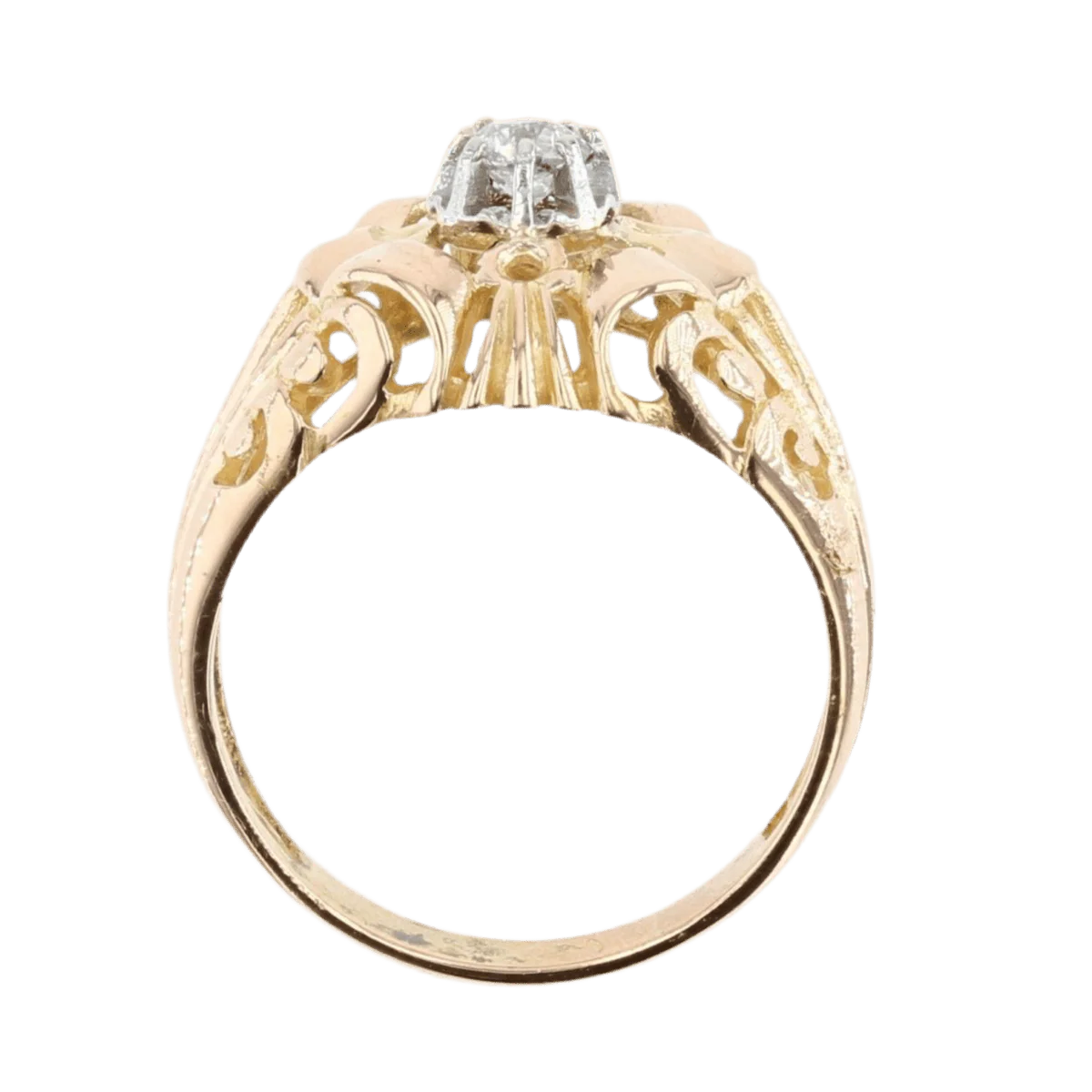 Bague Dôme en or jaune et diamant - Image 6