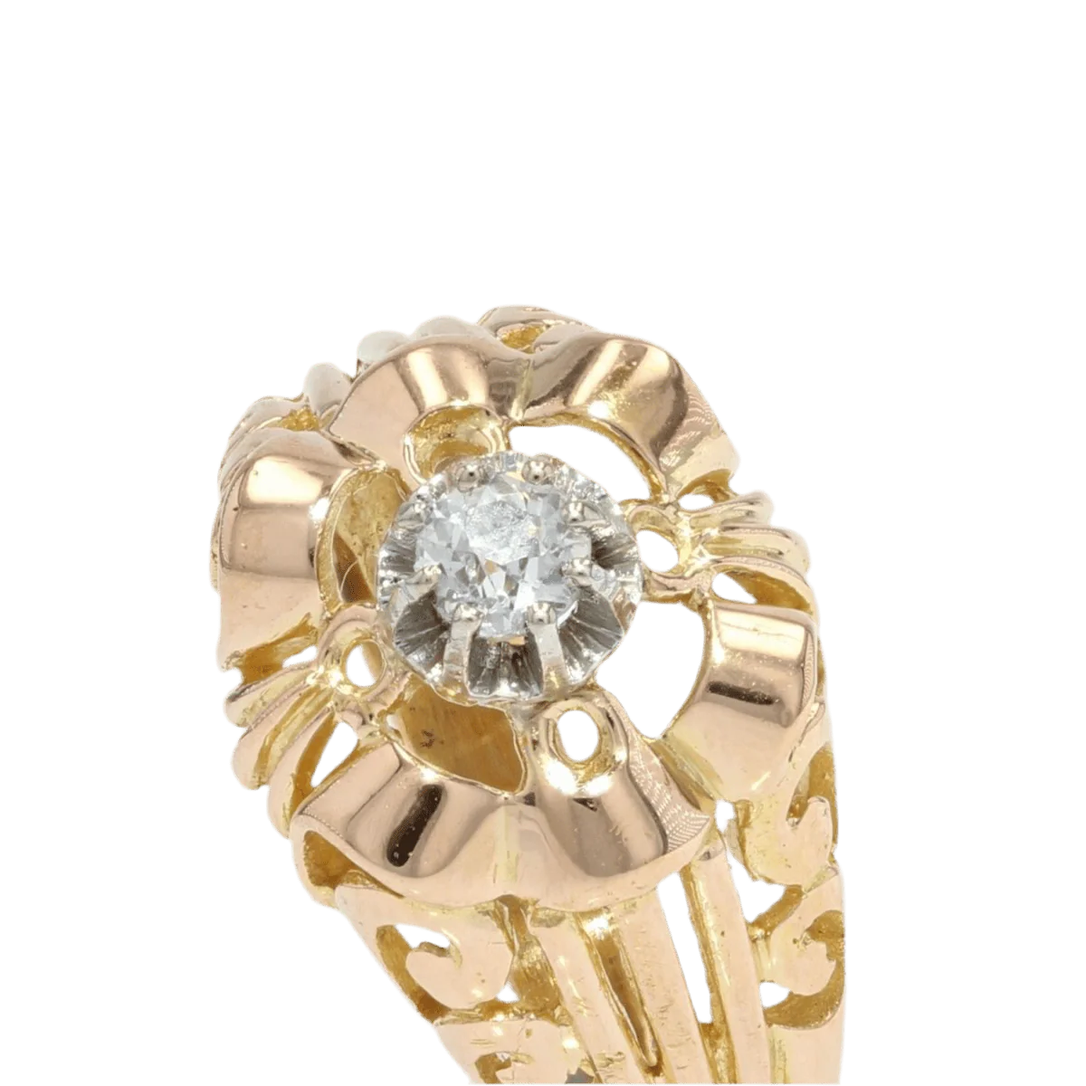 Bague Dôme en or jaune et diamant - Image 7