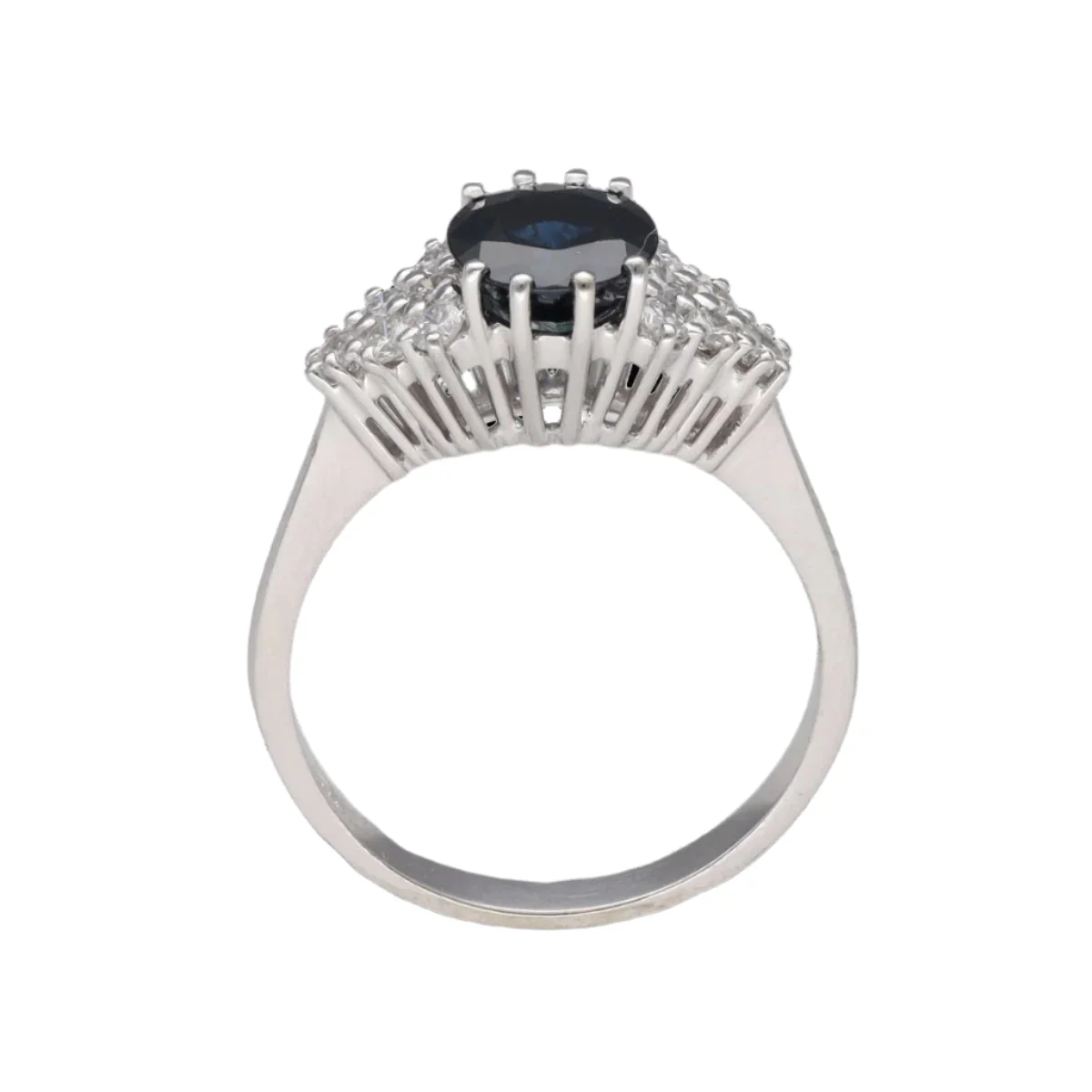 Bague en or blanc, saphir et diamants - Image 4