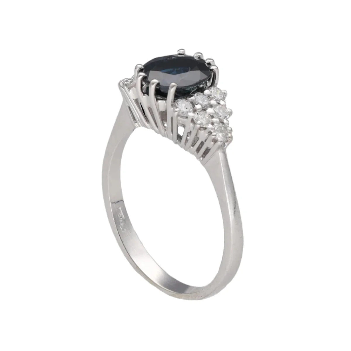Bague en or blanc, saphir et diamants - Image 5