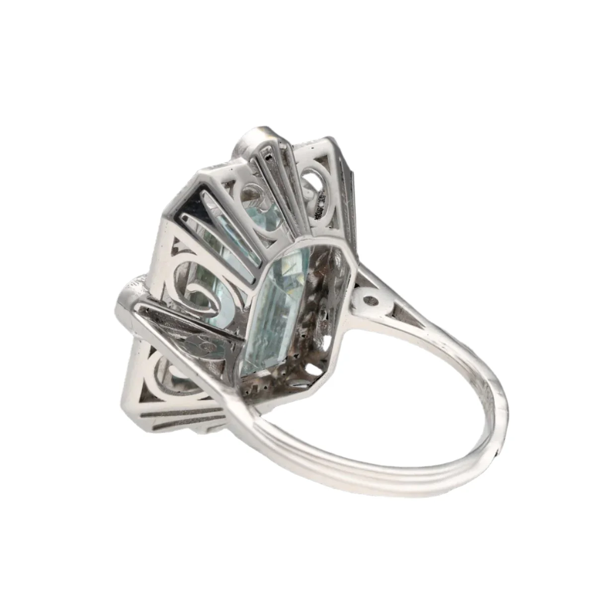 Bague en or blanc et aigue marine - Image 3
