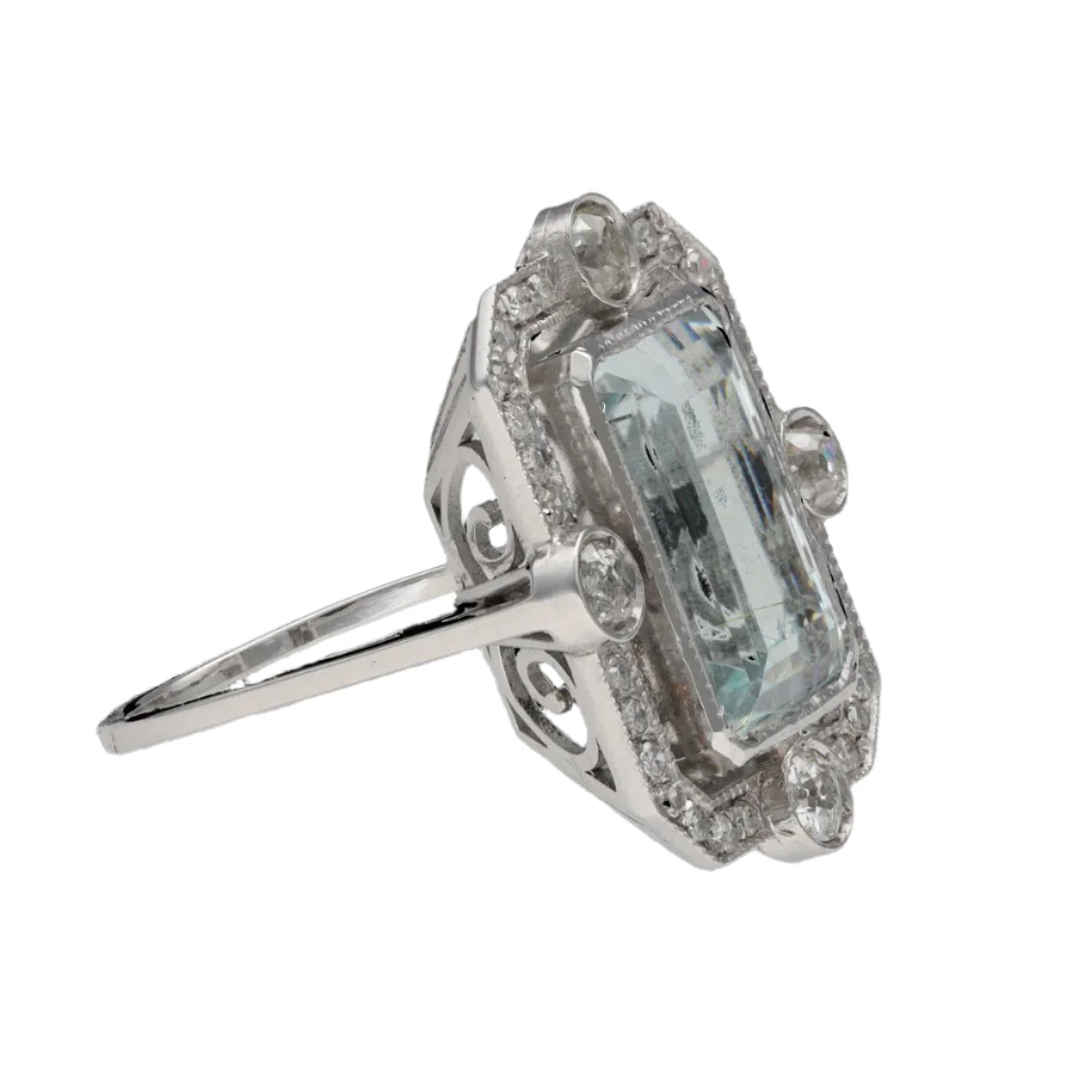 Bague en or blanc et aigue marine - Image 5