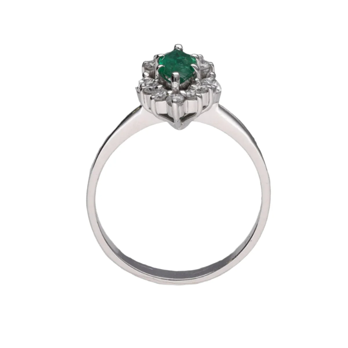 Bague en or blanc, émeraude et diamants - Image 4