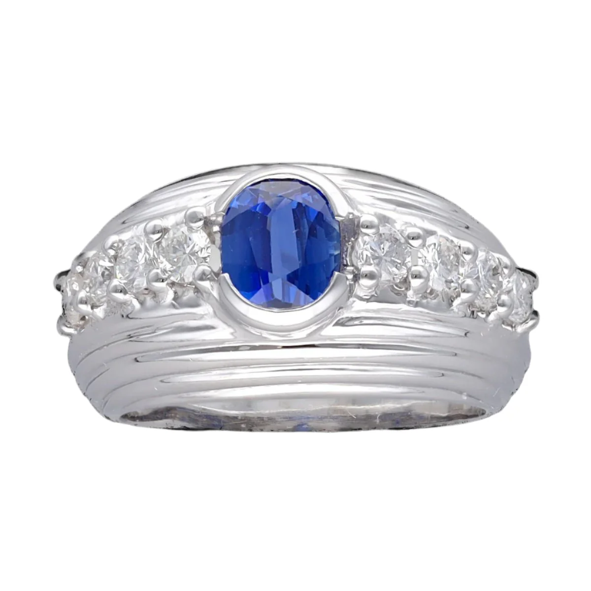 Bague en or blanc, saphir et diamants