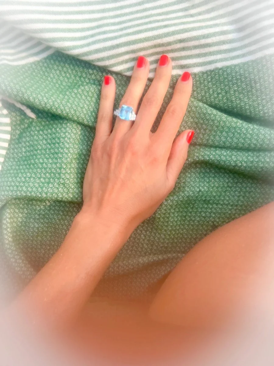 Bague en or gris et aigue-marine - Image 10