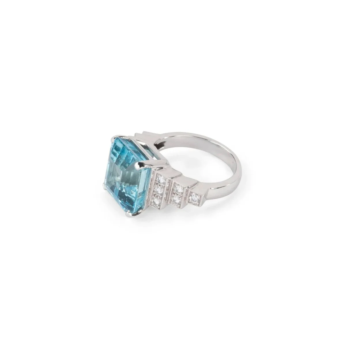 Bague en or gris et aigue-marine - Image 2
