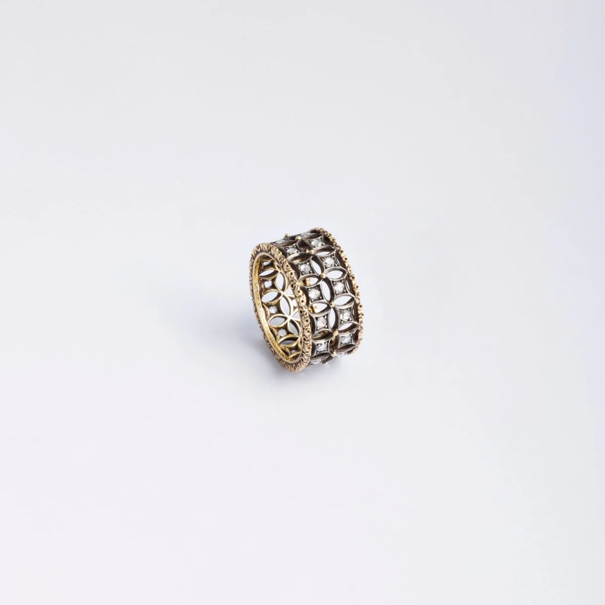 Bague BUCCELLATI en or gris et diamants taille rose - Image 2