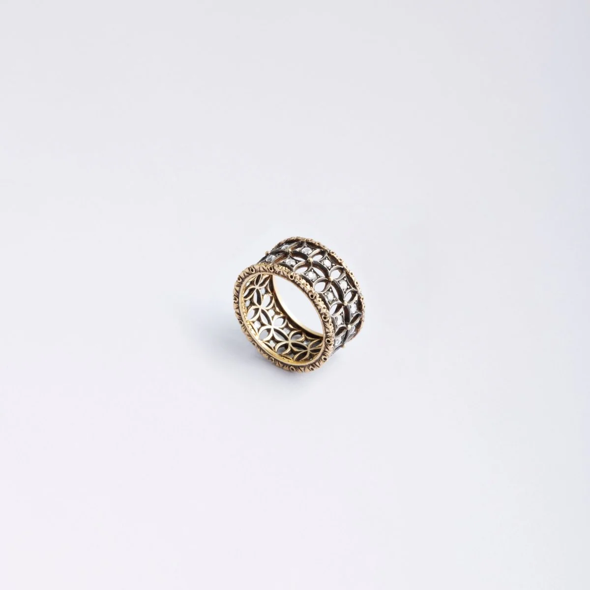 Bague BUCCELLATI en or gris et diamants taille rose - Image 3