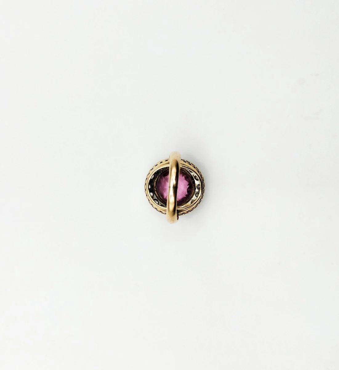 Bague en or jaune, platine et topaze rose - Image 2