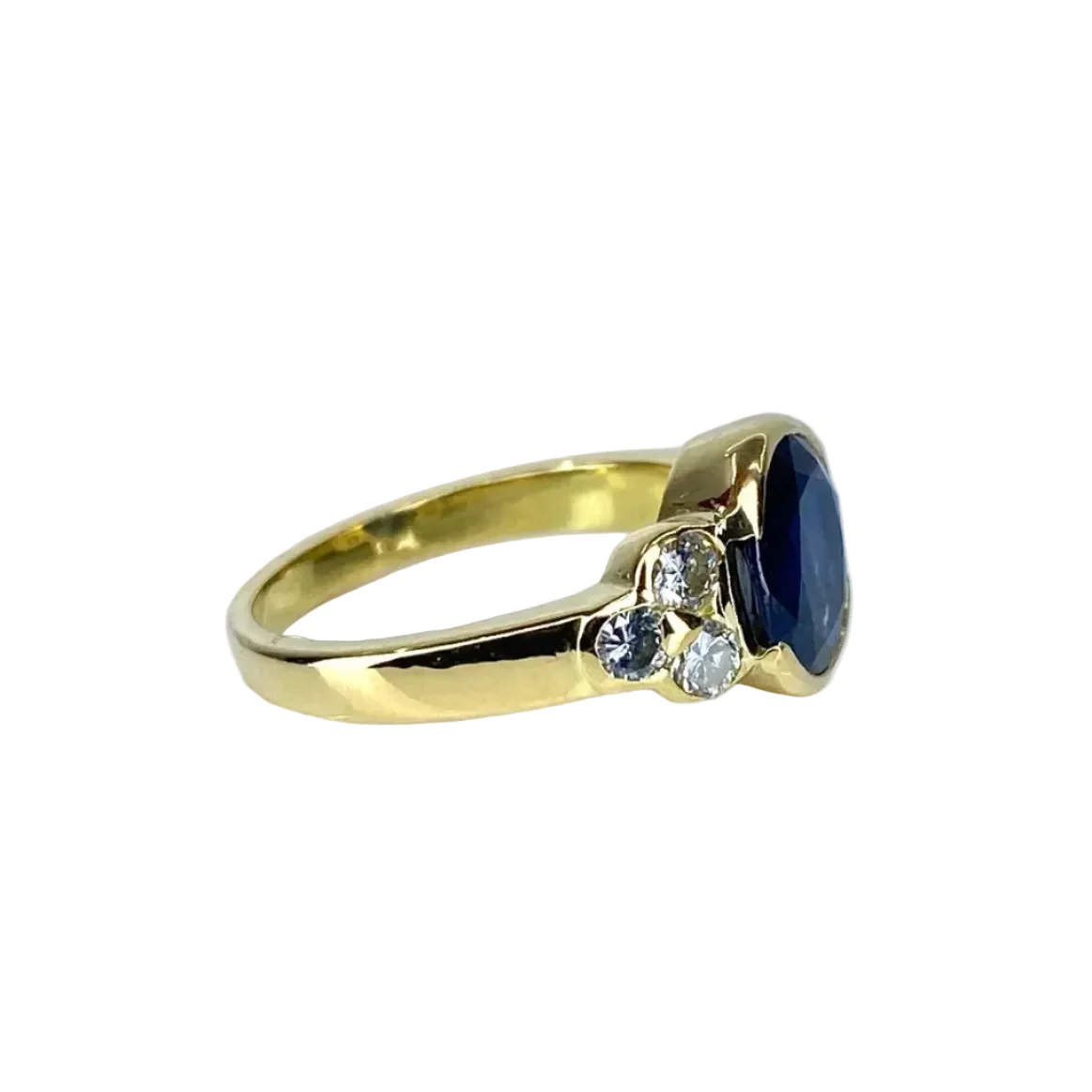 Bague en or jaune, saphir et diamants - Image 4