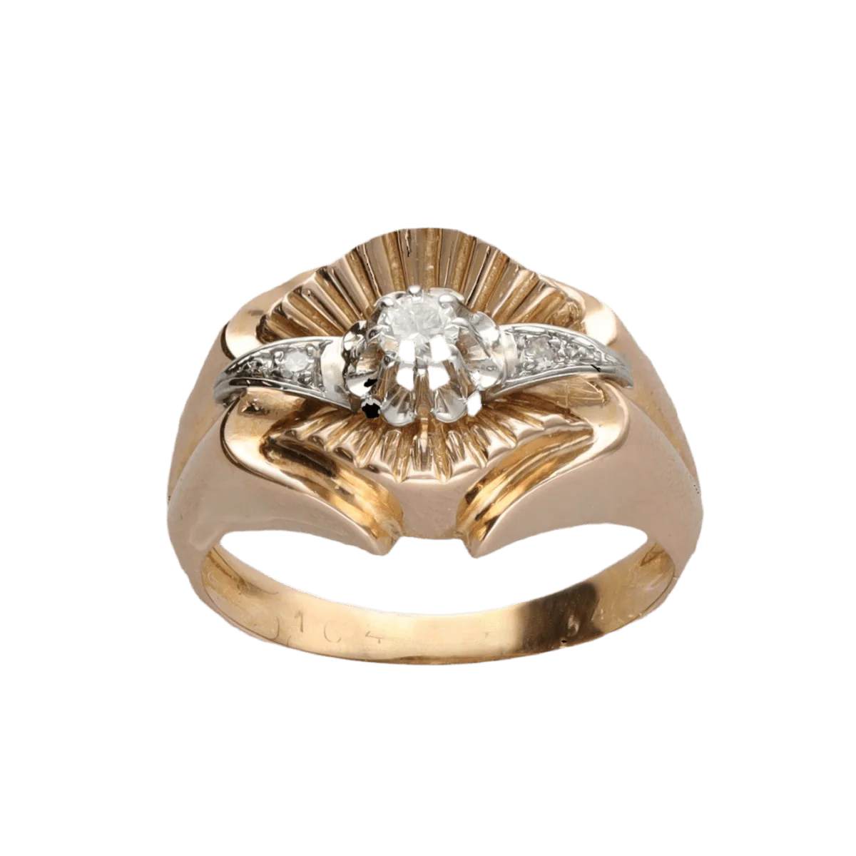Bague en or jaune, platine et diamants