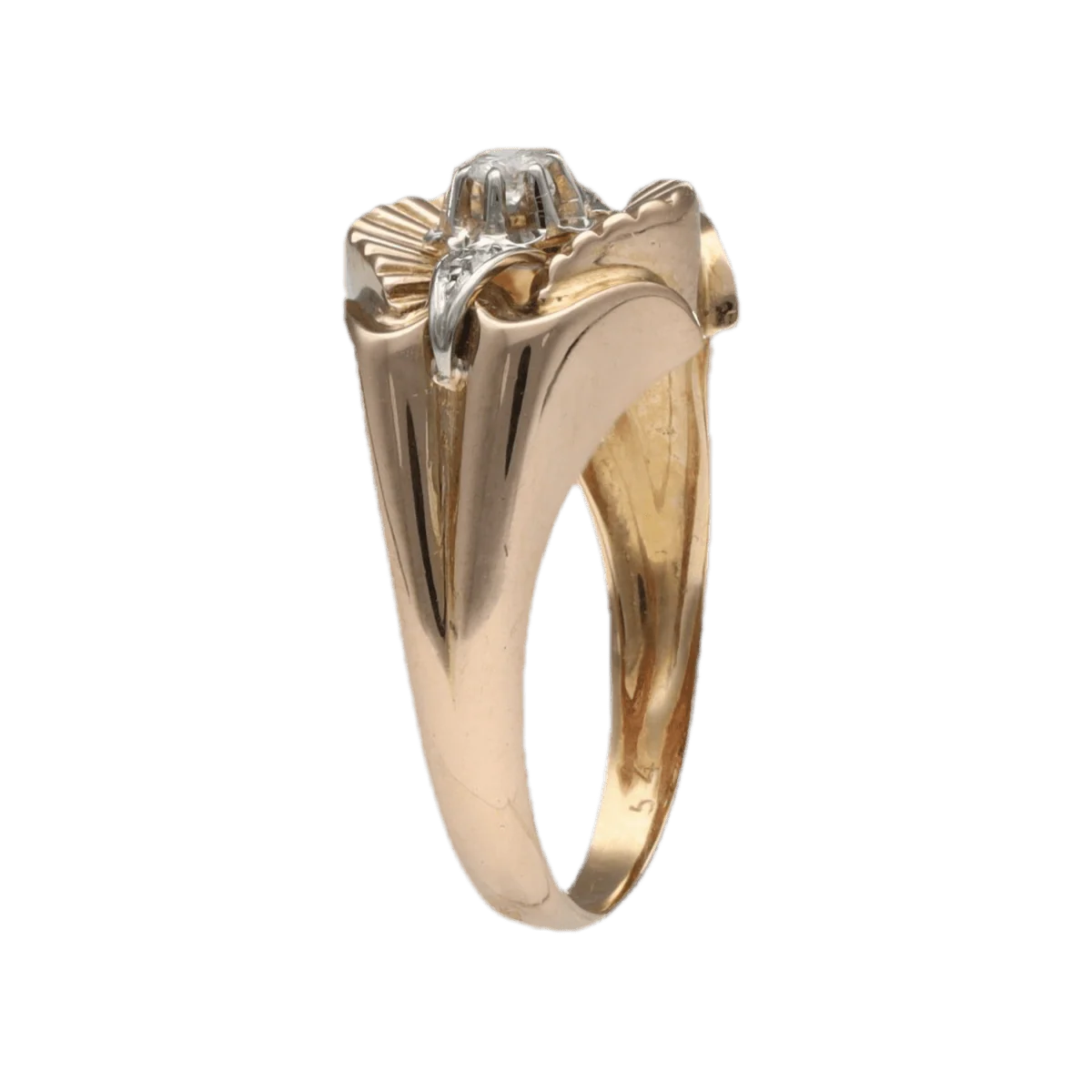 Bague en or jaune, platine et diamants - Image 4