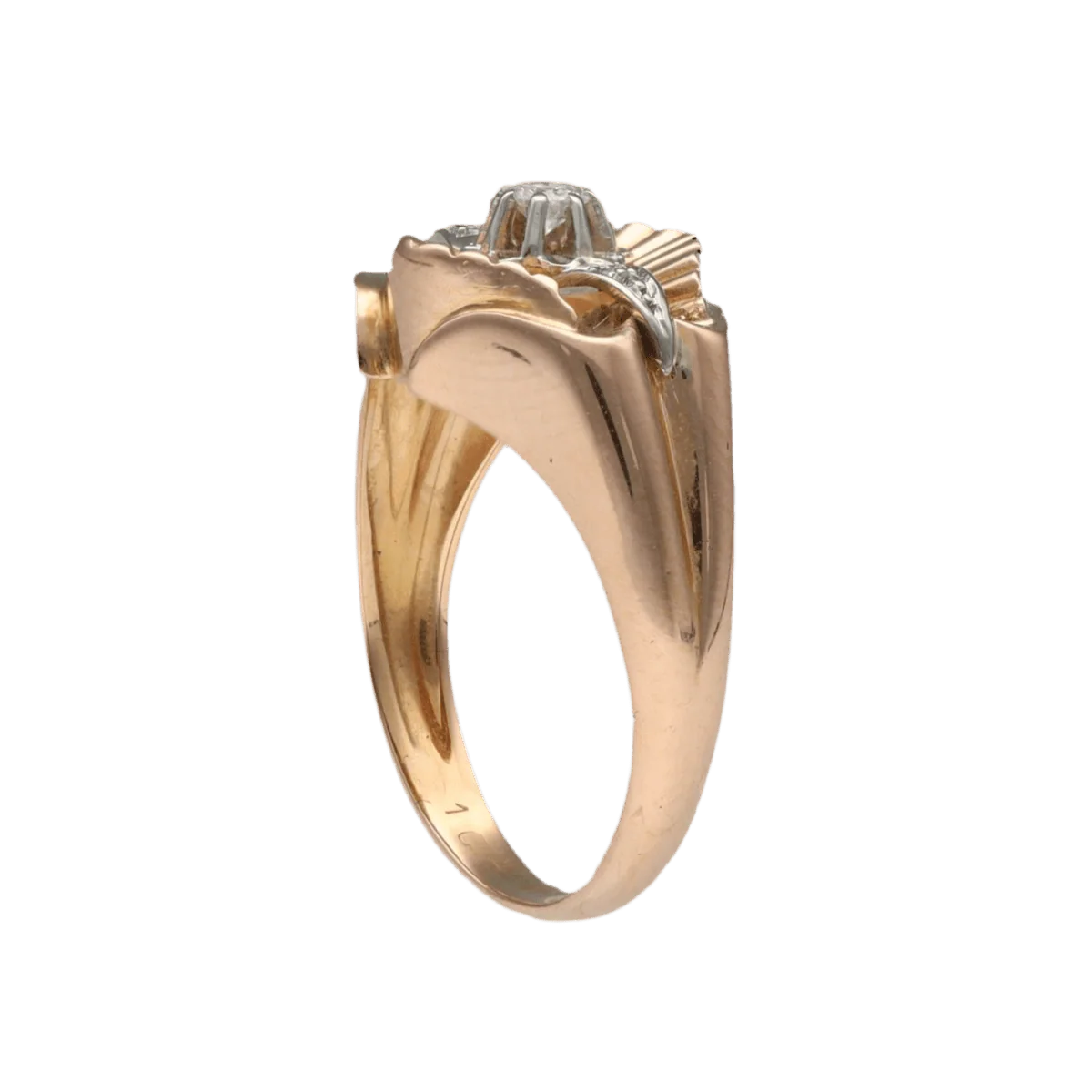 Bague en or jaune, platine et diamants - Image 5