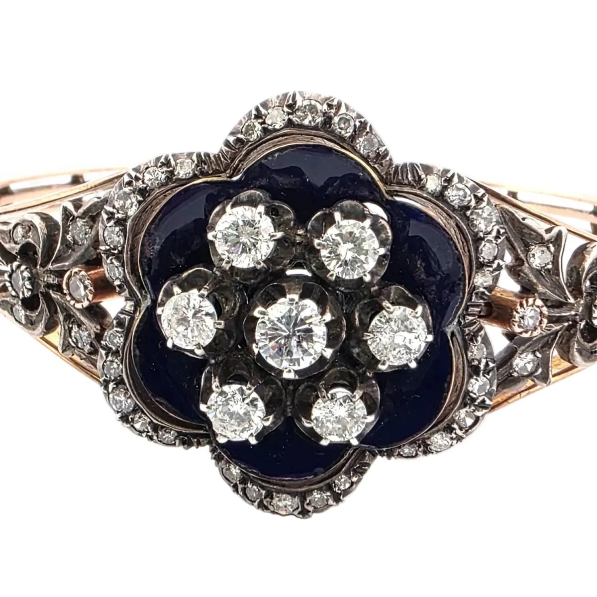 Bracelet en or jaune, argent, émail et diamants - Image 2