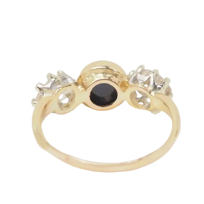 Bague Trilogie en or jaune, saphir et diamants - Image 6