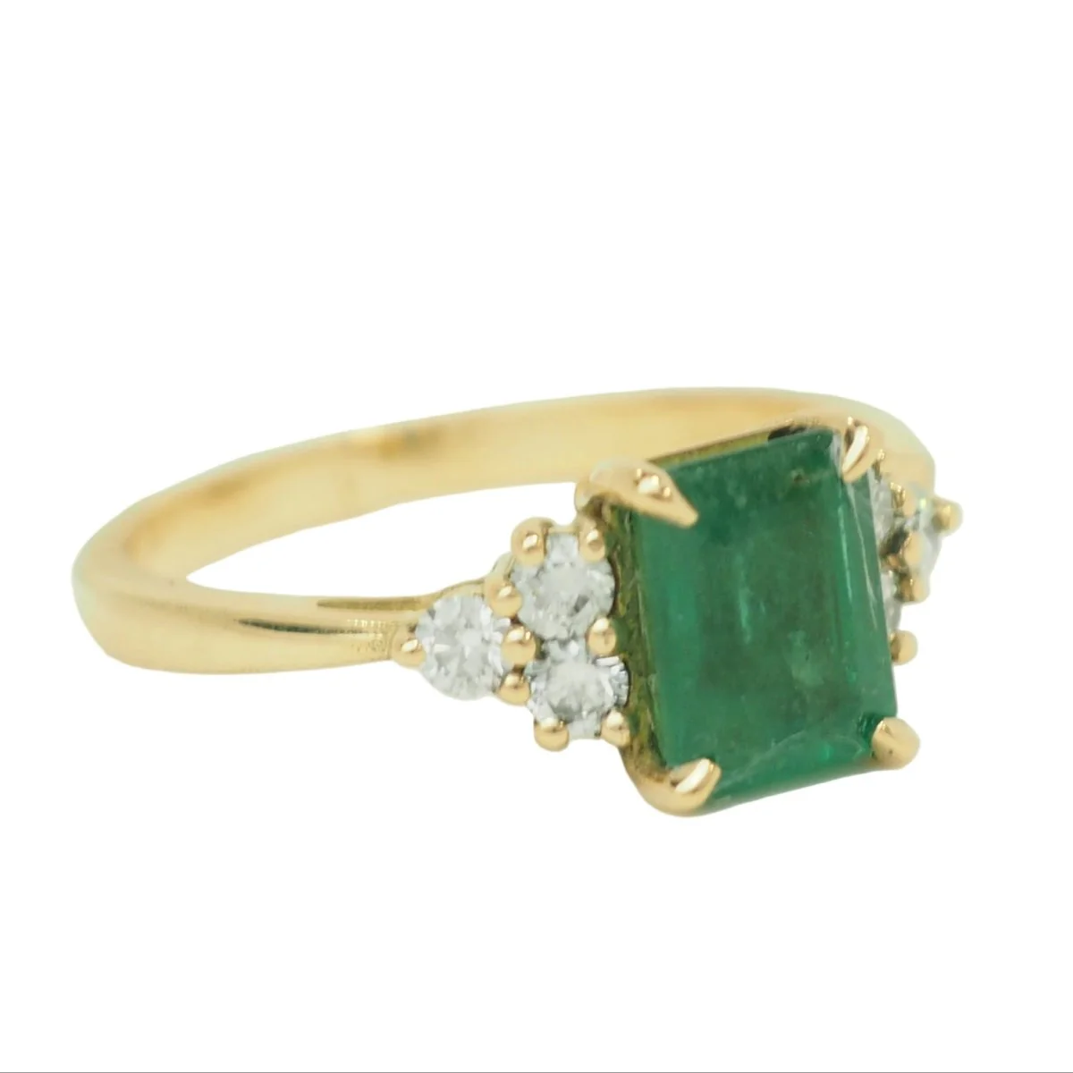 Bague en or jaune, émeraude et diamants - Image 5