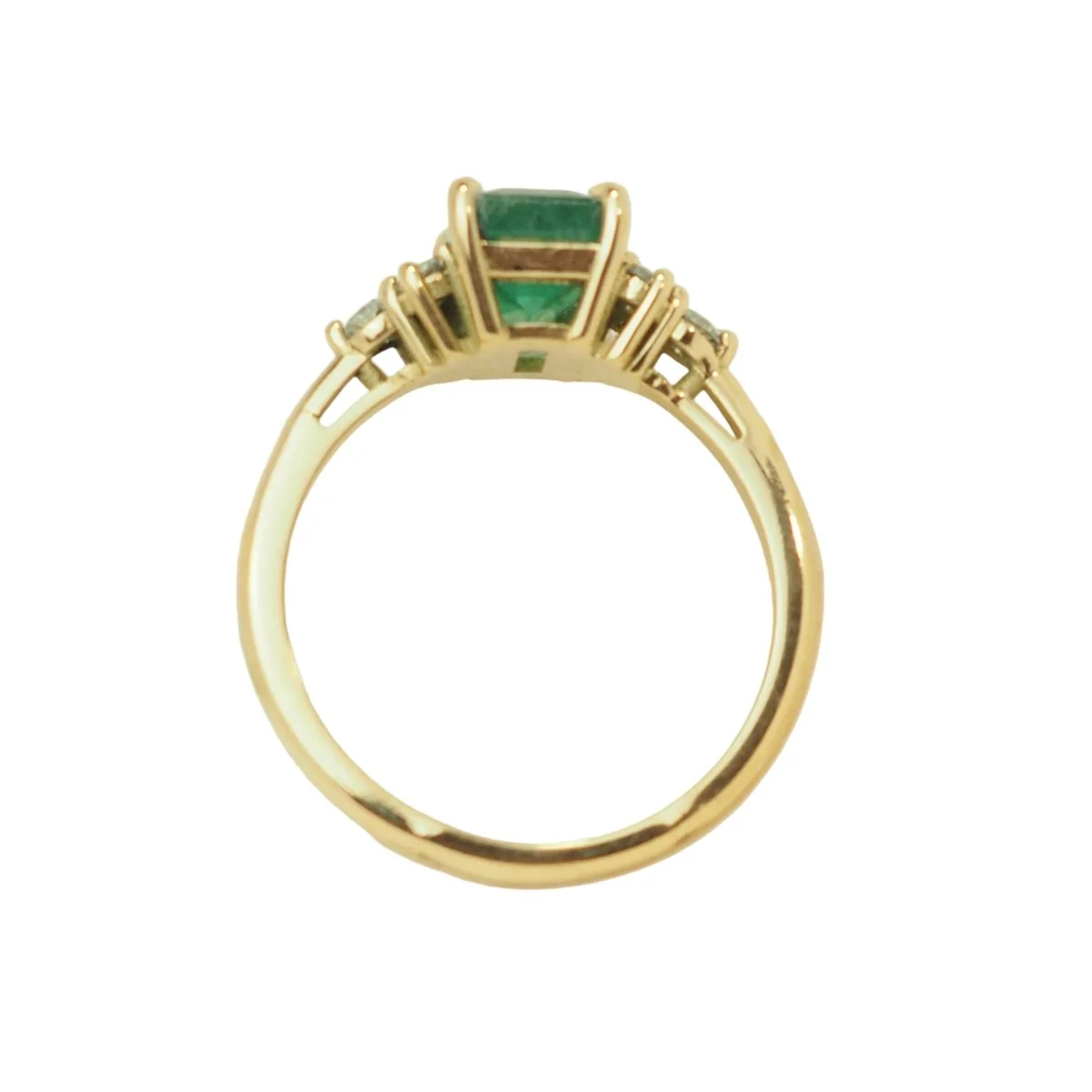Bague en or jaune, émeraude et diamants - Image 6