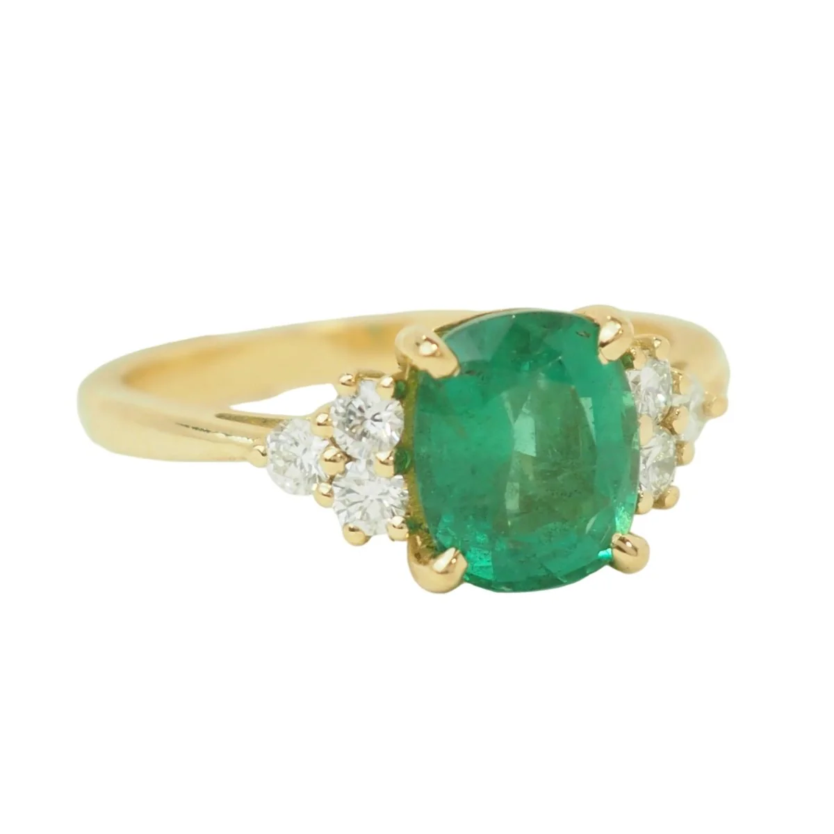 Bague en or jaune, émeraude et diamants - Image 6